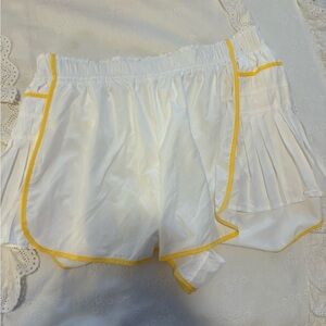 FP Movement by Free People Athletic Shorts in White with Yellow Accents